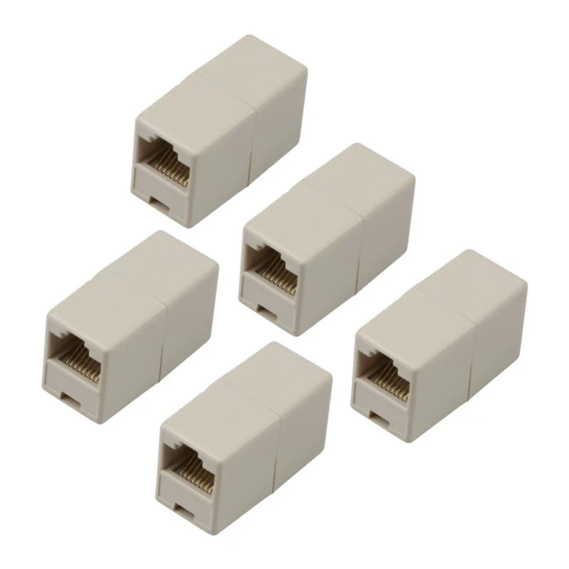 

10Pcs Ethernet Lan Cable Joiner Coupler Connectors Network RJ45 Cable CAT 5 5E LN Dual-head straight through head module cable