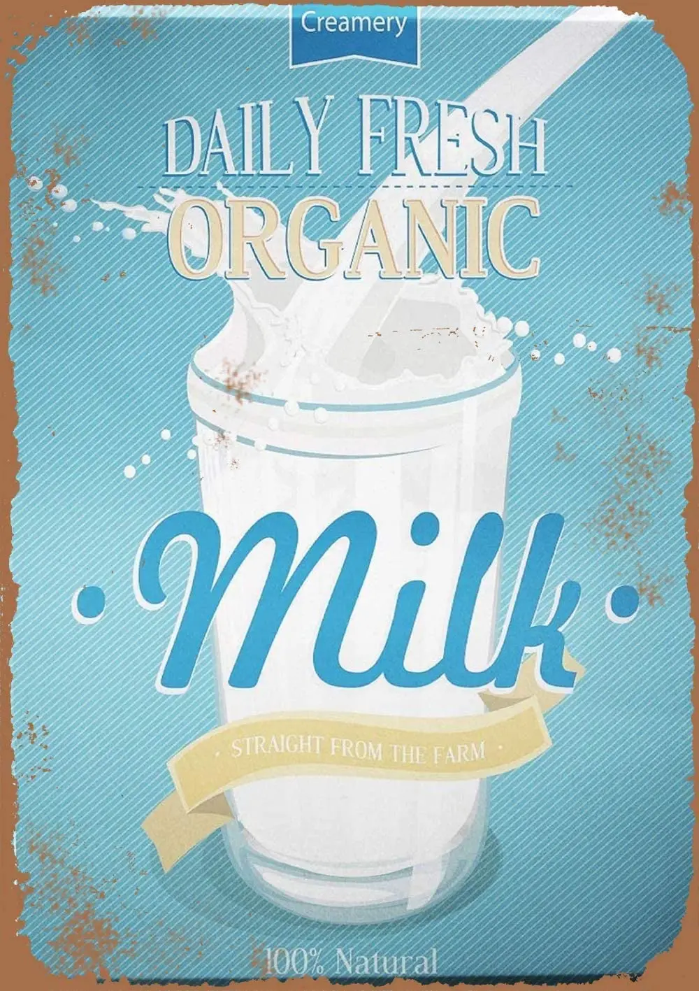 

Organic Milk Fashion Chic Aluminum Metal Sign Vintage Look Metal Plate Poster Plaque for Home Kitchen Bedroom Hotel Restaura