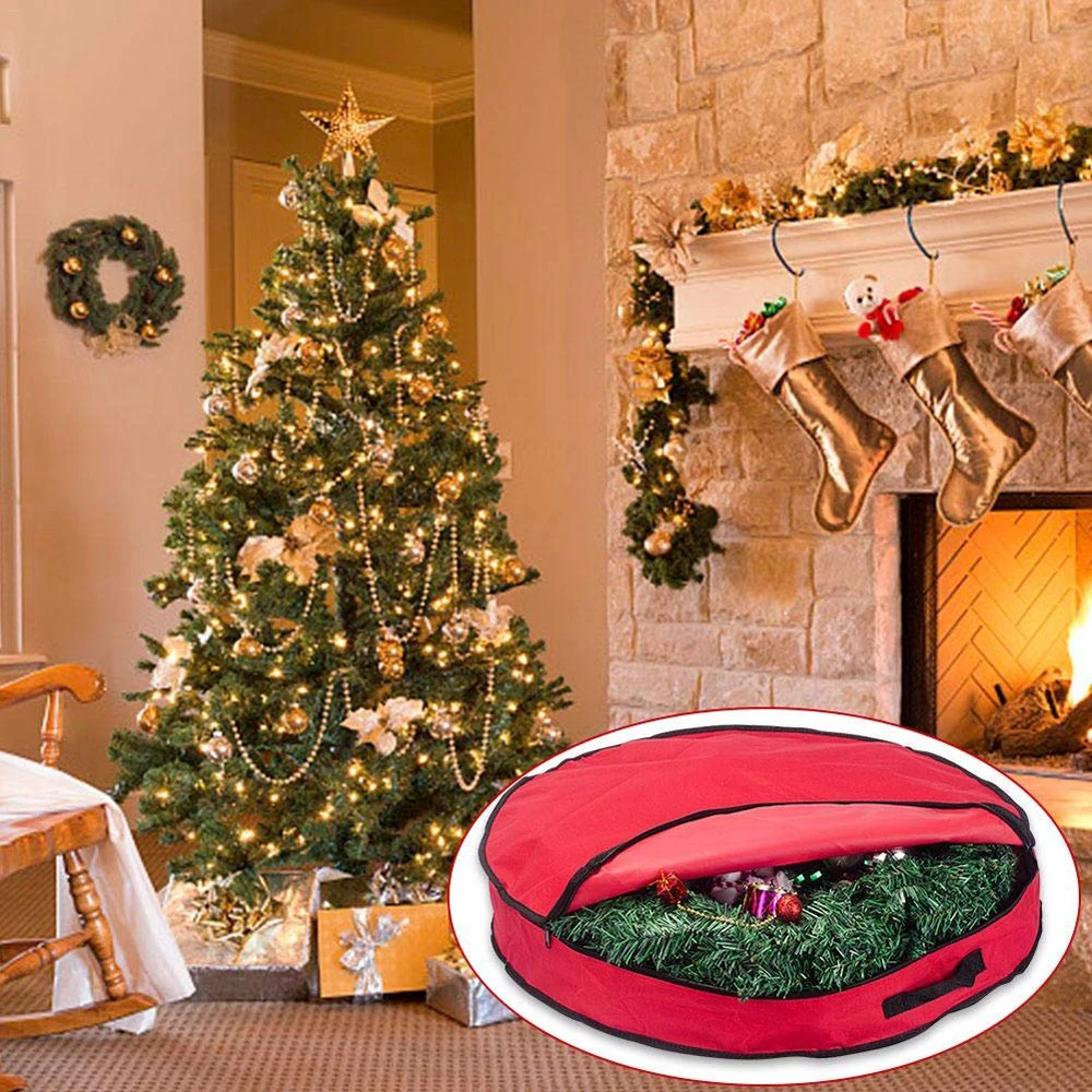 

24inch Foldable Christmas Tree Bag Xmas Wreath Storage Bag Wreath Bag For Storing Christmas Tree Garland Home Storage