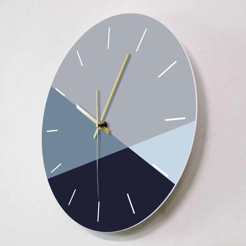 Simple Minimalism Blue and Grey Color Large Wall Clock Cold Tone Tinge Modern Fashion Home Decoration Hanging Watch | Дом и сад