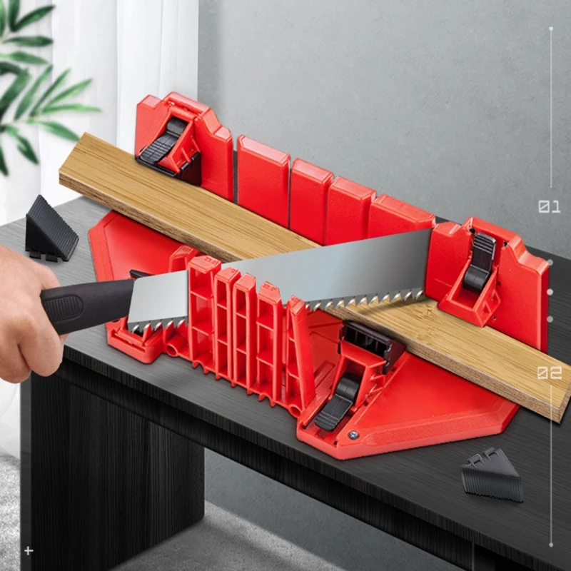 

Tool Parts 14inch Miter Saw Box Cabinet Multifunctional 0/22.5/45/90 Degree Oblique Back Saw Guide for Wood Plaster Line