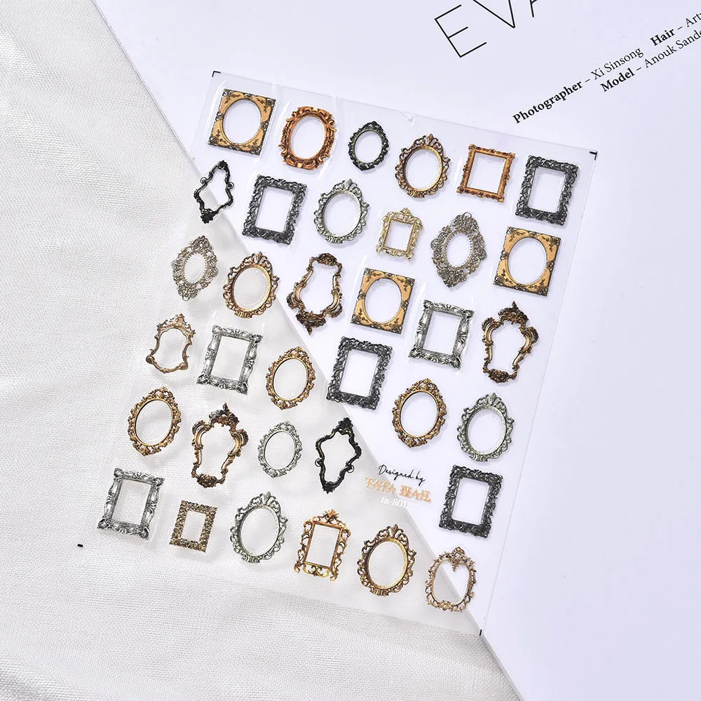 

2021 New European and American Retro 3D Nail Stickers Back Rubber Fingernails Bohemian Style DIY at home Nail Art Decoration