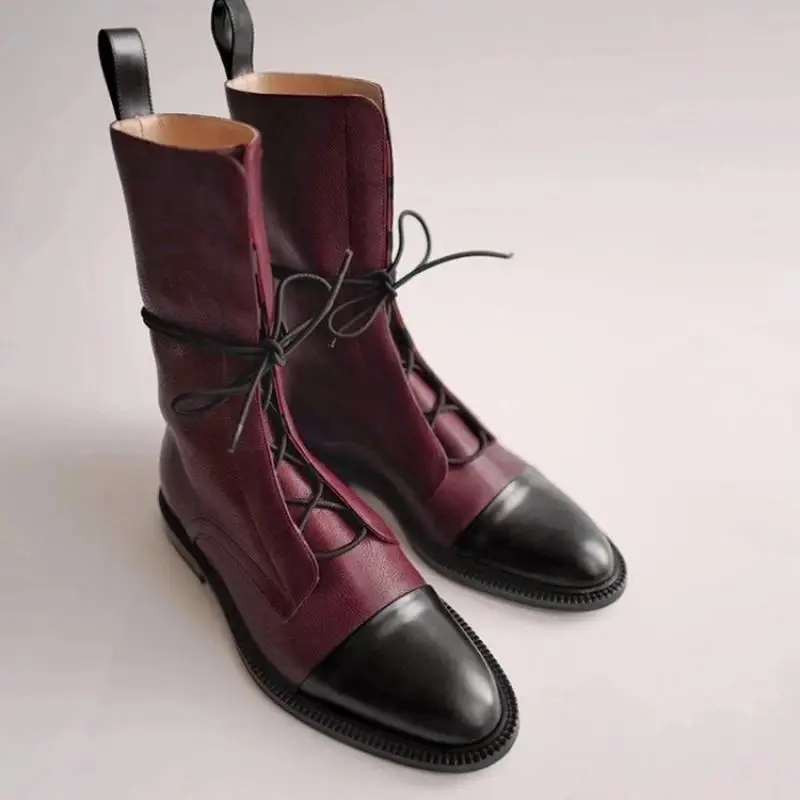 Murah Sepatu Ujung Lancip Ukuran Besar 43 Sepatu Bot Pergelangan Kaki Datar Wanita Sepatu Martin Warna Solid Wanita Pop Bagus Musim Gugur Untuk Sepatu Kasual Wanita