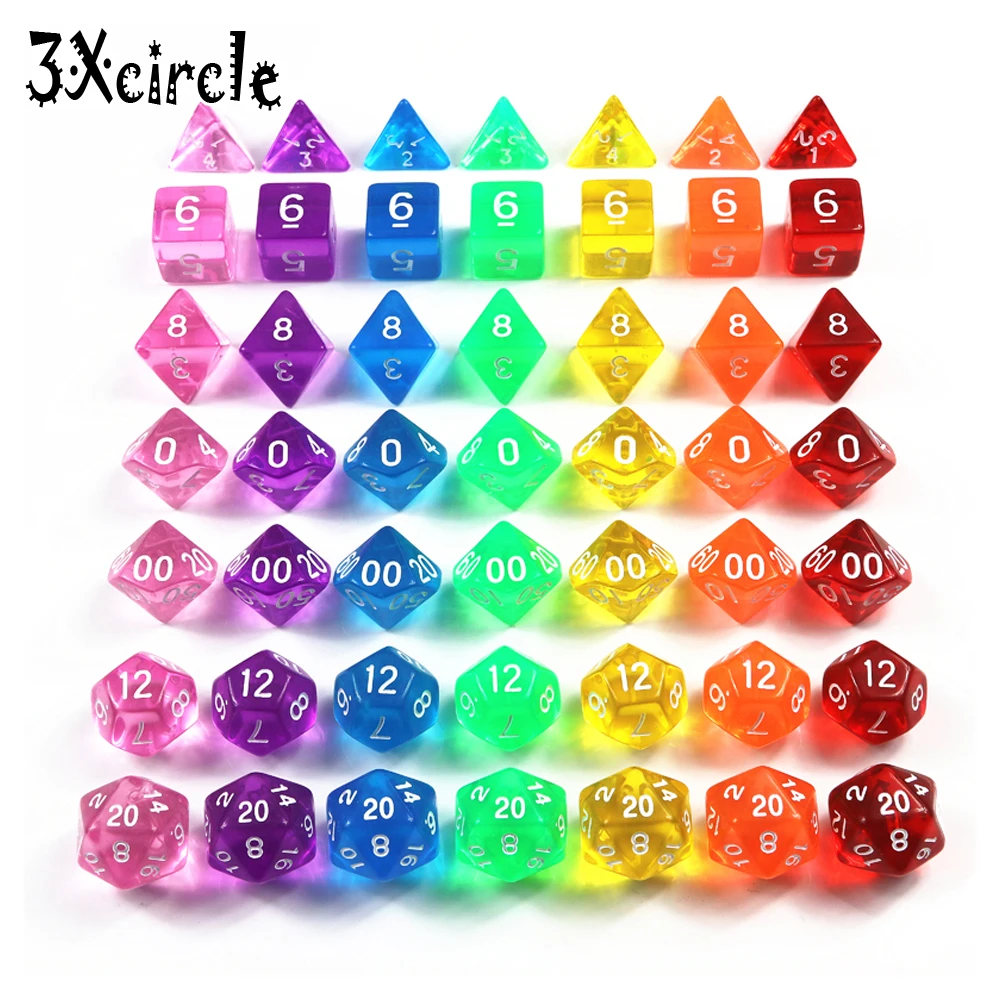 Высокое качество 7 шт./компл. Прозрачные Цифровые многогранные кости насыщенного
