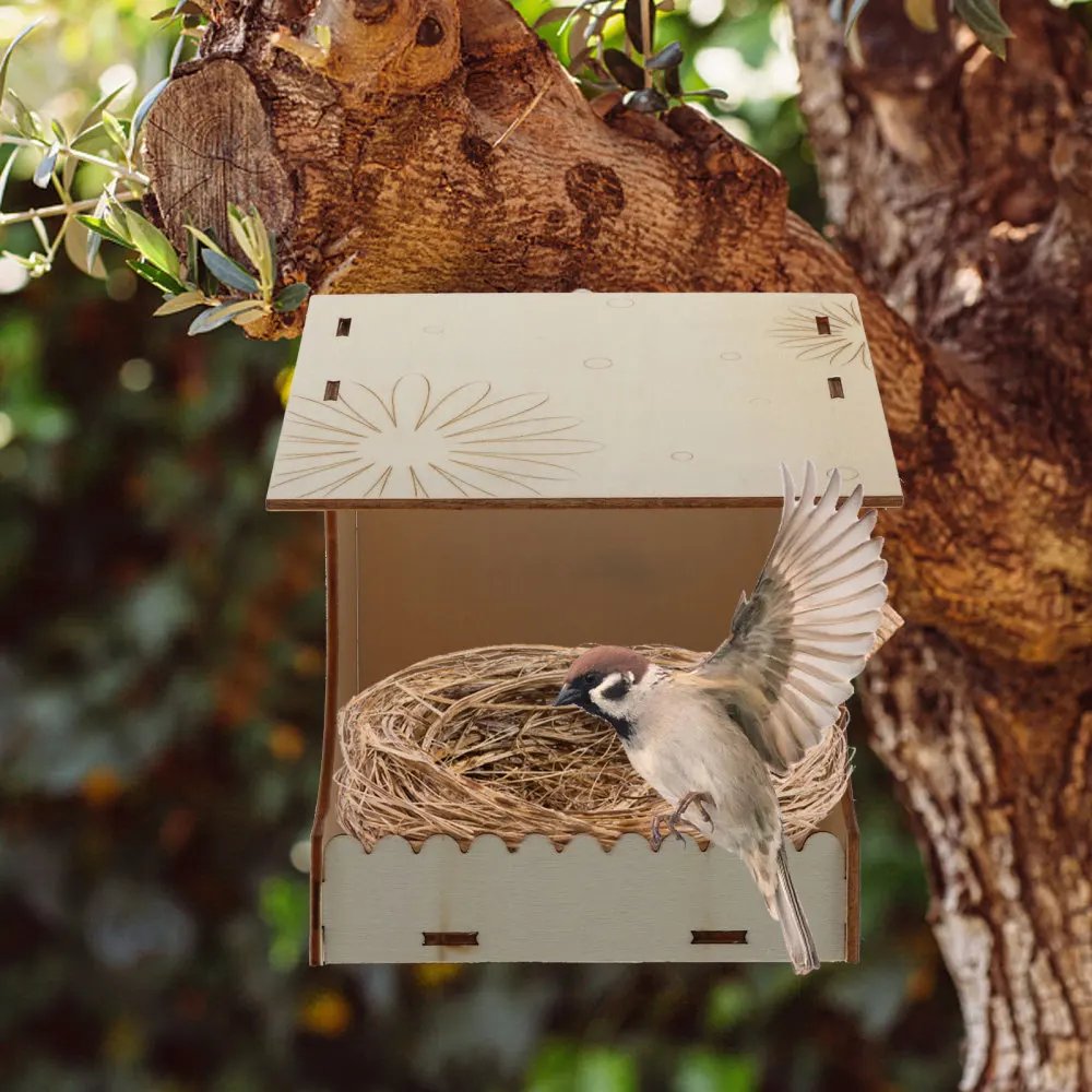 

2 Pcs Durable Wooden Birds Feeders Birds Feeding Tools Animals Foods Dispensers