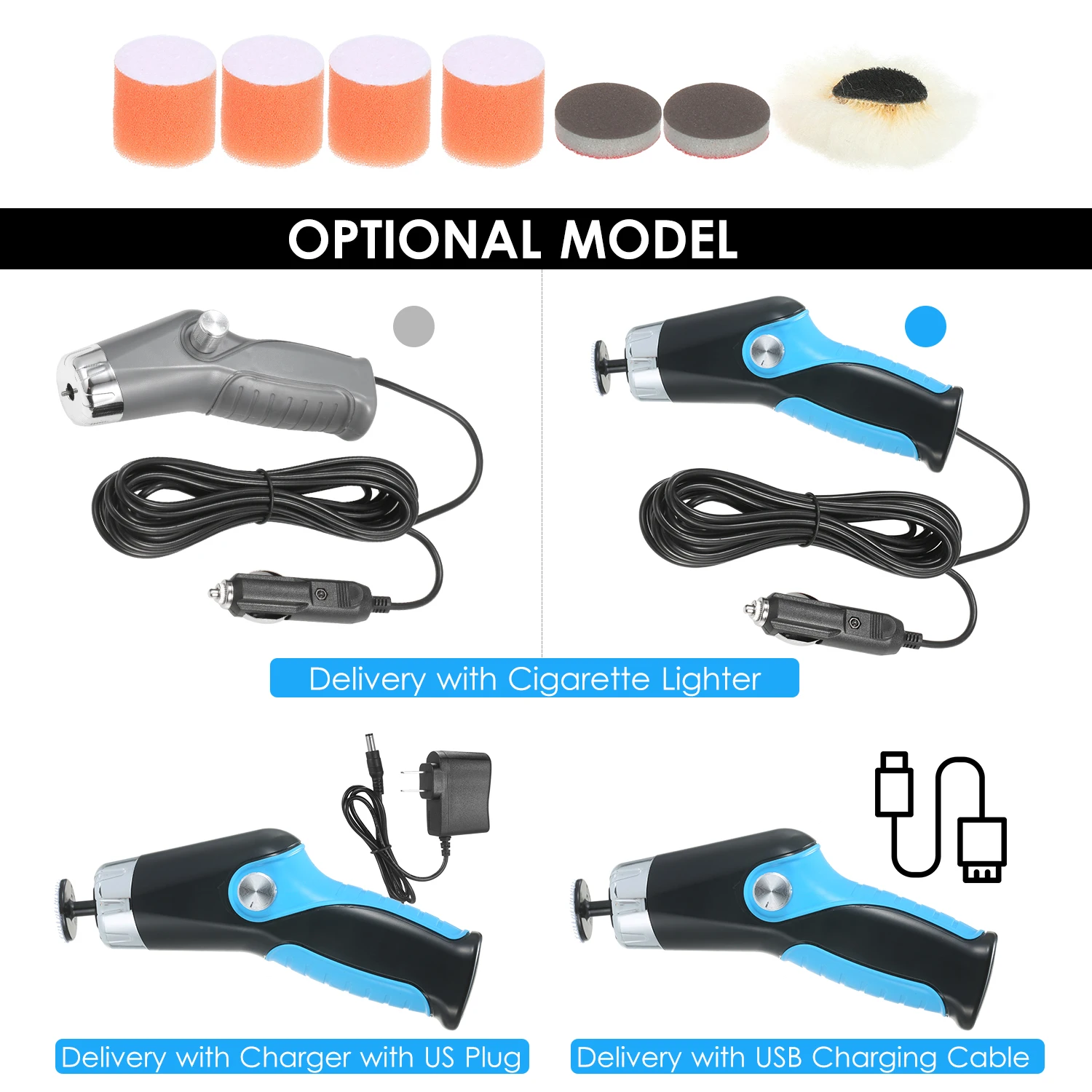 

60W Polishing Machine USB Charging Cable 8500RPM Variable Speed Car Polisher Waxing Machine Automobile Scratch Repair Tool