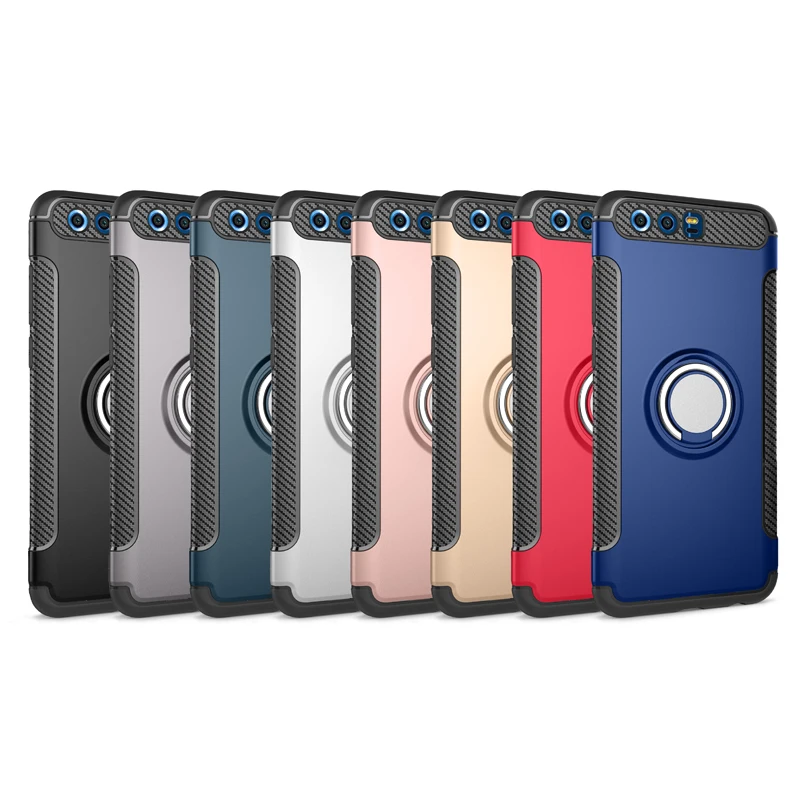 Back Cover Huawei Honor 9 Stand Finger Ring Phone Case Honor9 STF-L09S STF-L09 Soft TPU and Hard PC Dual Protector Cases Fundas | Мобильные