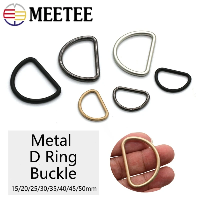 

Meetee 10pcs 15-50mm Metal D Ring Buckle Webbing Bag Shoes Adjustment Buckles Strap Pet Collar Sewing Connection Hook Clasp