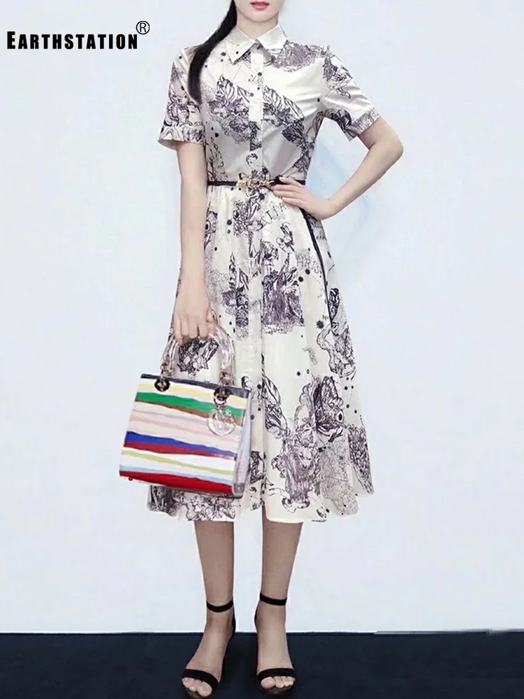 

Подиум, ретро, ​​джунгли, принт, лацкан, однобортный, на бретелях, завышенная талия, платье, дамское, летний новый стиль, модный, свободный, б...