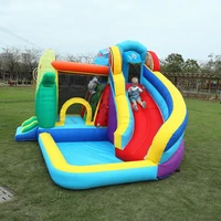 free shipping inflatable bounce house or water slide all in one large pool fun bouncing area with long slide climbing wall