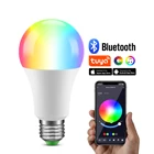 Bluetooth E27 RGBW + WW светильник лампа 15 Вт RGB управление через приложение умная лампа с беспроводным управлением 110 В 220 В Регулируемая яркость Волшебный дом освещение Декор