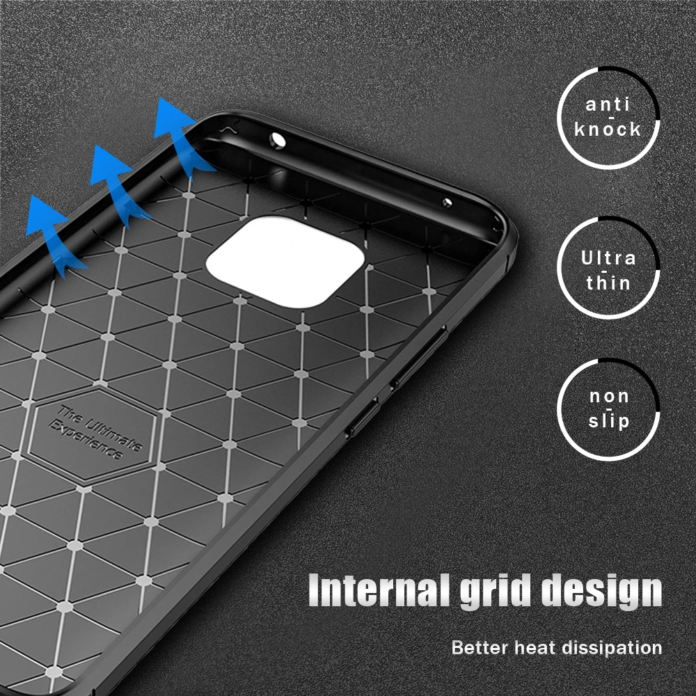

UFlaxe Soft Phone Case for Huawei Mate 10 20 Pro Lite Carbon Fiber Texture Shockproof Ultra-thin Cover Mate 20X JK