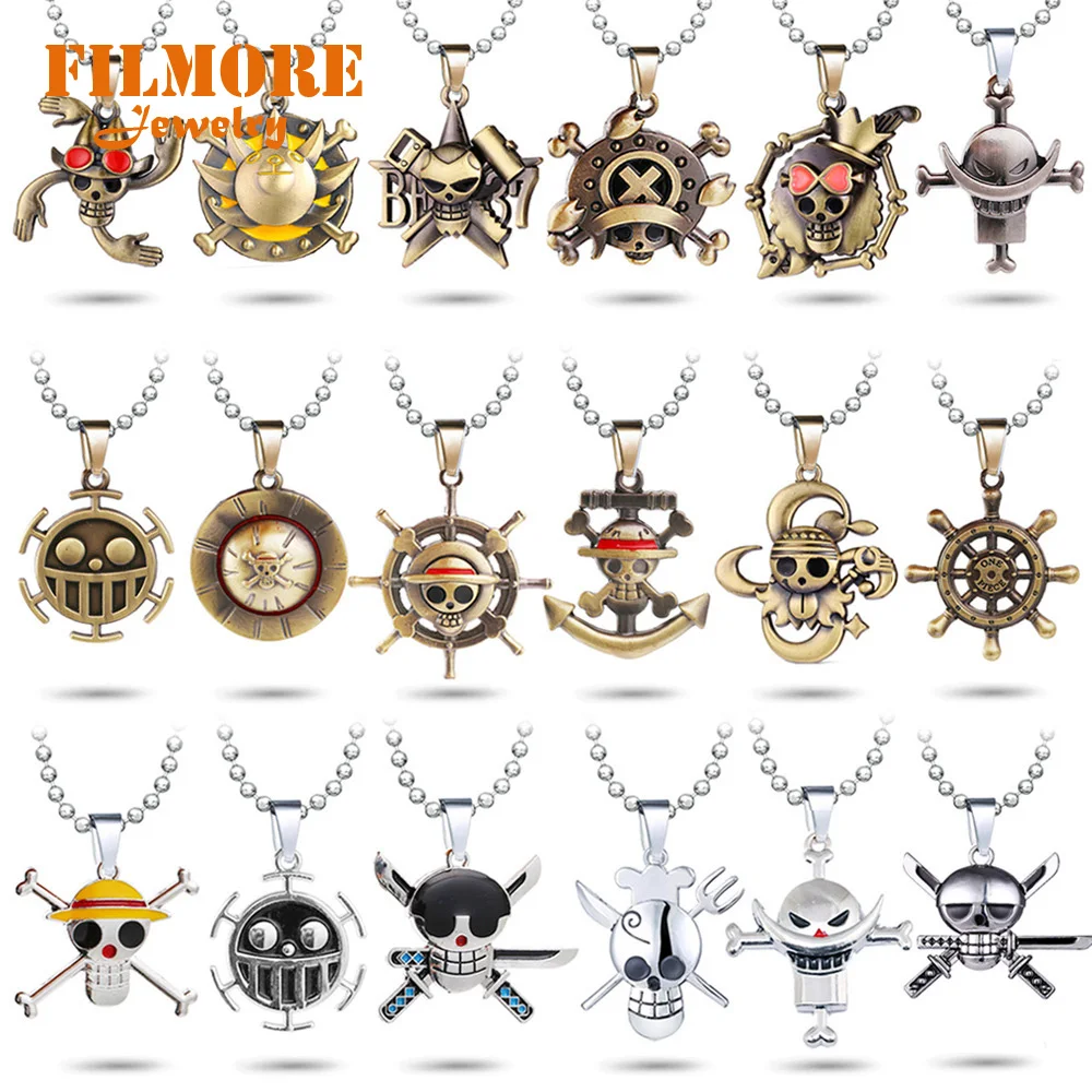 Цепочка с подвеской в виде черепа Луффи из японского аниме цепочка-чокер металла
