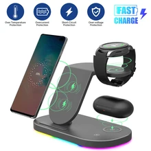 15W 3in1 Wireless Qi Fast Charger Stand for iPhone 11 12 XS XR X 8 Charging Dock Station for Samsung Galaxy S20/10/S9/ S8 Watch3