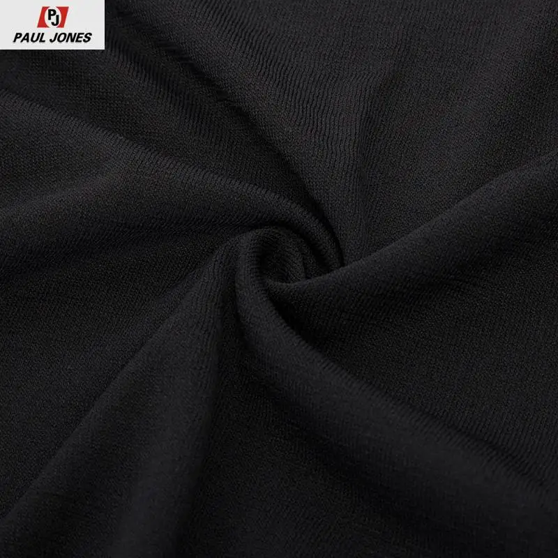 Мужские тонкие трикотажные футболки PAUL JONES с воротником-стойкой одноцветные
