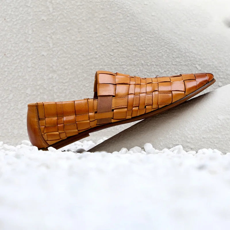 Мужская обувь ручной вязки из натуральной кожи дышащая повседневная в