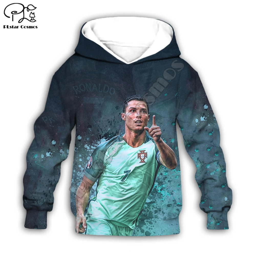 

PLstar Cosmos Football Star Ronaldo 3D Printed Kids Hoodies/Zip Hooded Cool Sweatshirt Boy/Girl Pullover Children's Clothing R4