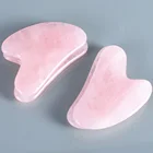1 шт. натуральный розовый кварц, Нефритовый камень Guasha, природный кристалл, искусственные инструменты для массажа лица, шеи, спины, тела