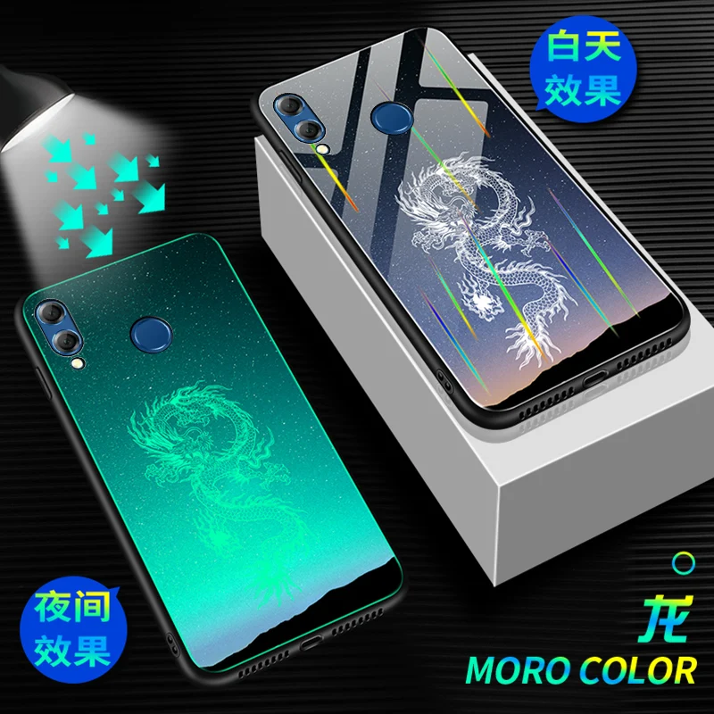 E7 Чехол для телефона для Xiaomi Redmi Note 7, чехол, светящаяся, светящаяся, закаленное стекло, задняя крышка для Xiaomi Redmi Note 7 Pro, чехол, силиконовый - Цвет: E7