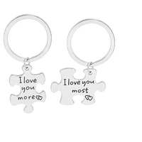 i love you more most creative lovers pendant key chain ring geometric fashion jewelry women accessories
