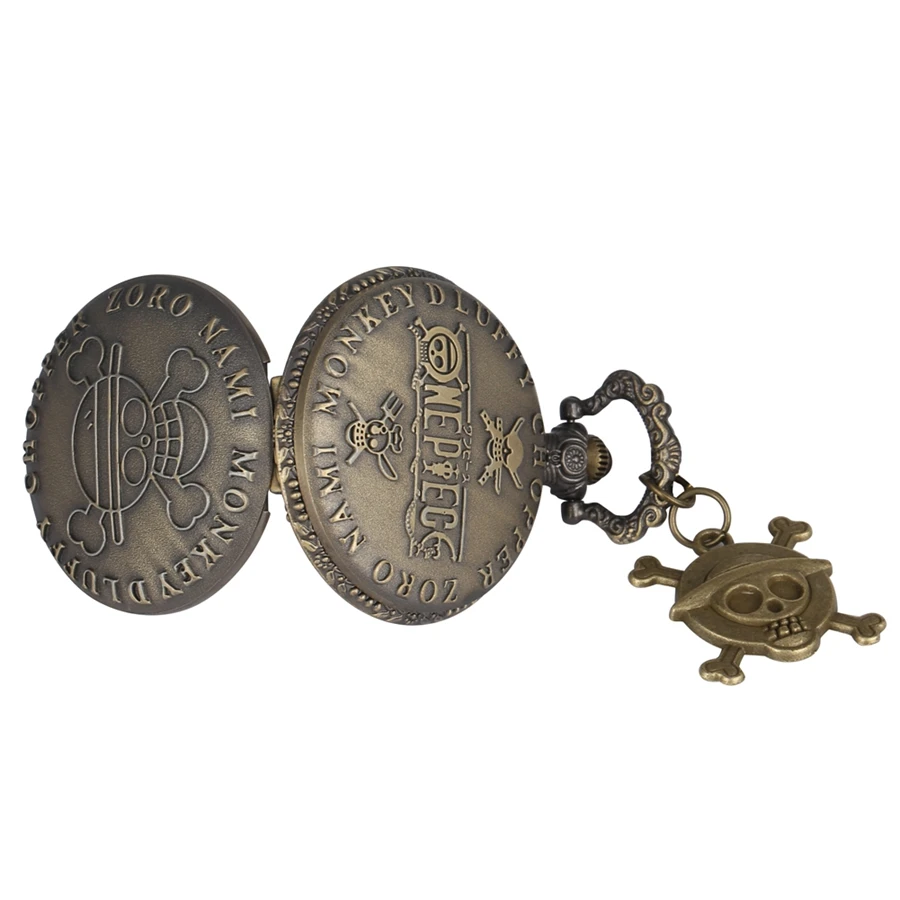 Часы с подвеской в виде пирата и черепа кварцевые карманные часы Luffy мужские