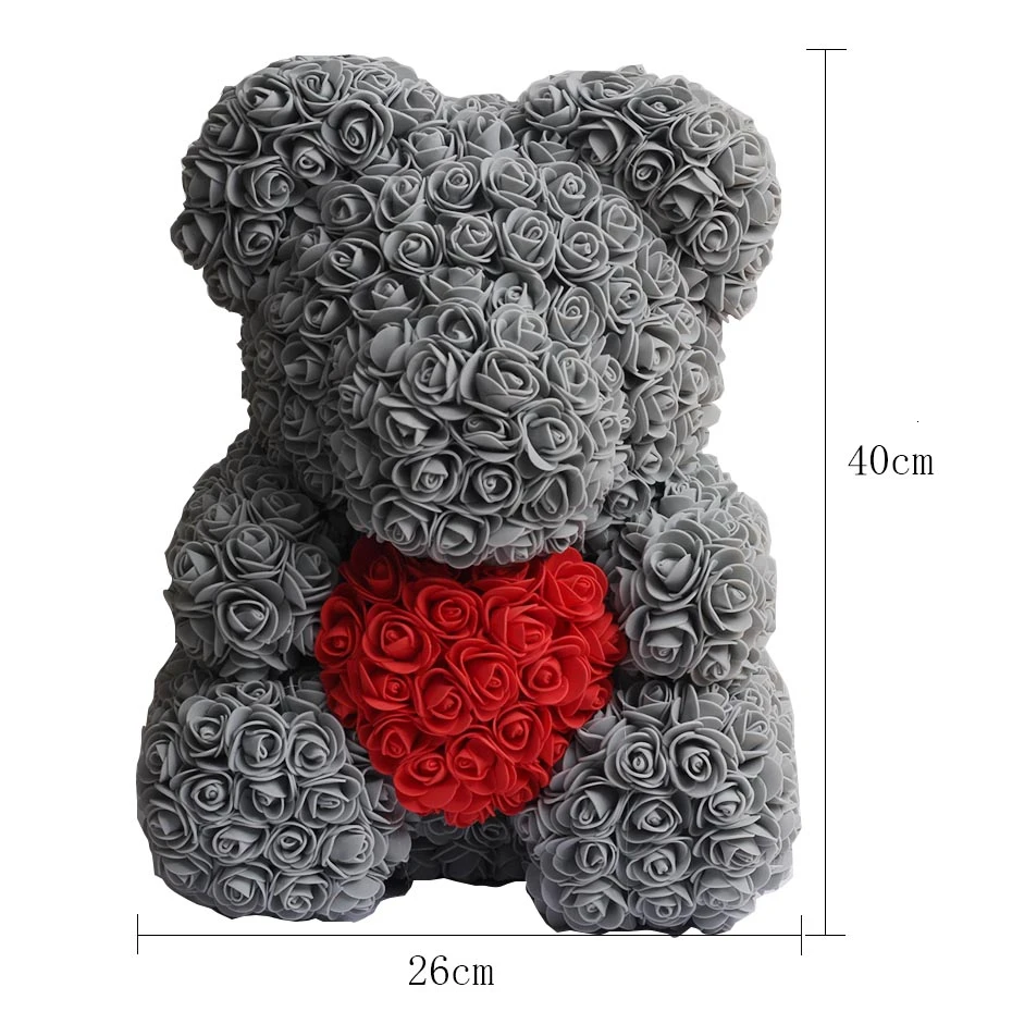 

25cm 40cm Soap Foam Rose Bear Teddy Bear Pink Artificial Flower New Year Gifts For Women Valentine's Gift
