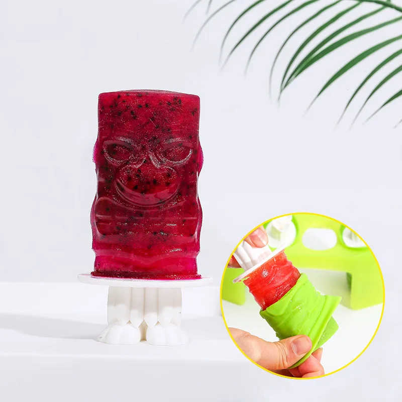 

4 Cell Ice Cream Mold Summer Homemade Ice Cream Ice Pop Making Silicone Mould Creative Funny Shape Snowman Indian Zombie