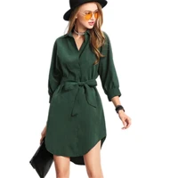 popular spring and autumn mid sleeve lace up dress elegant temperament with belt fashion dovetail womens wear