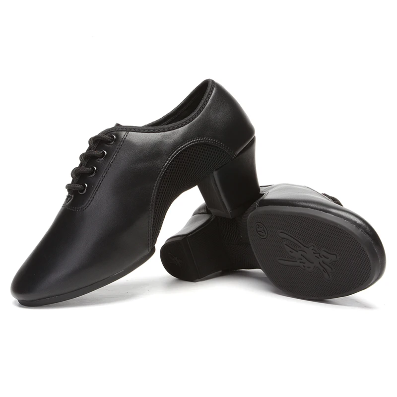 SWDZM Latin Dance Shoes Men Modern Tango Salsa Leather Ballroom Shoes Square Heels Adults Children Boys Party Dance Shoes sport