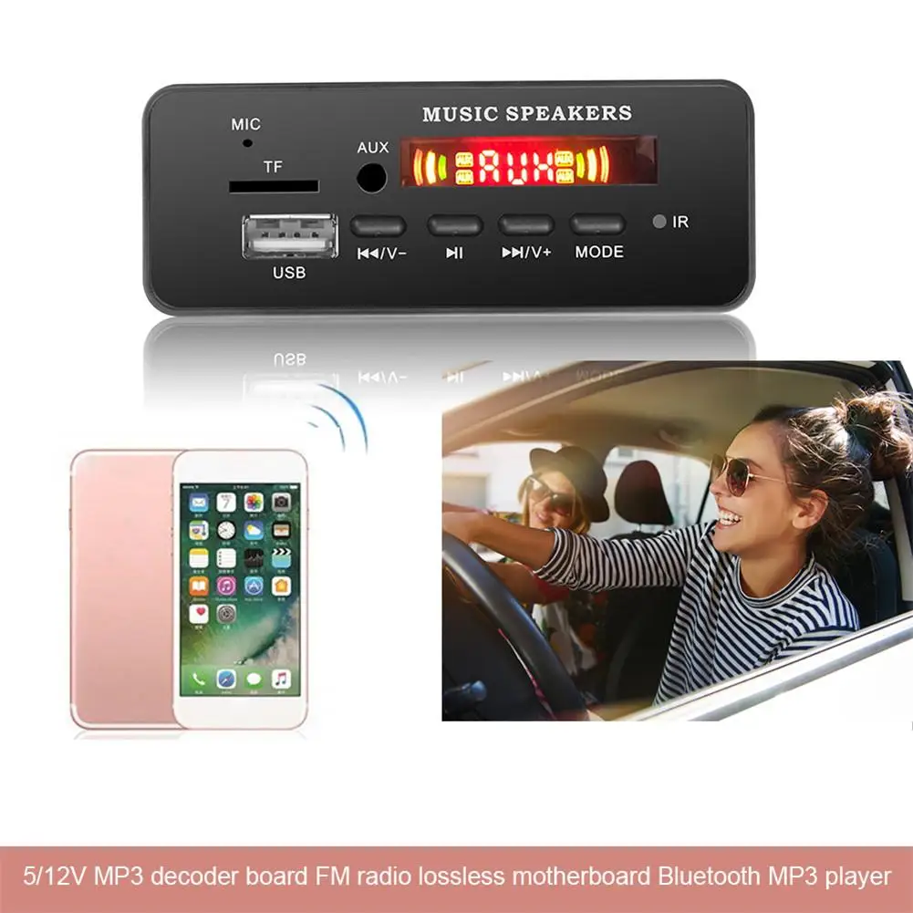 Автомобильный приемник Bluetooth 5 0 mp3-плеер декодер плата цветной экран FM-радио TF USB AUX