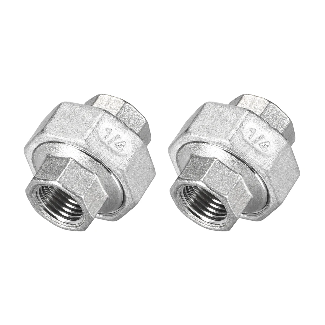 

uxcell Stainless Steel 304 Cast Pipe Fitting Union with Hex Coupling 1/4 PT Female Class 150 2Pcs