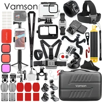 vamson waterproof housing case set silicone cover tripod mount monopod for gopro hero 10 9 accessories for go pro 10 9 vs165
