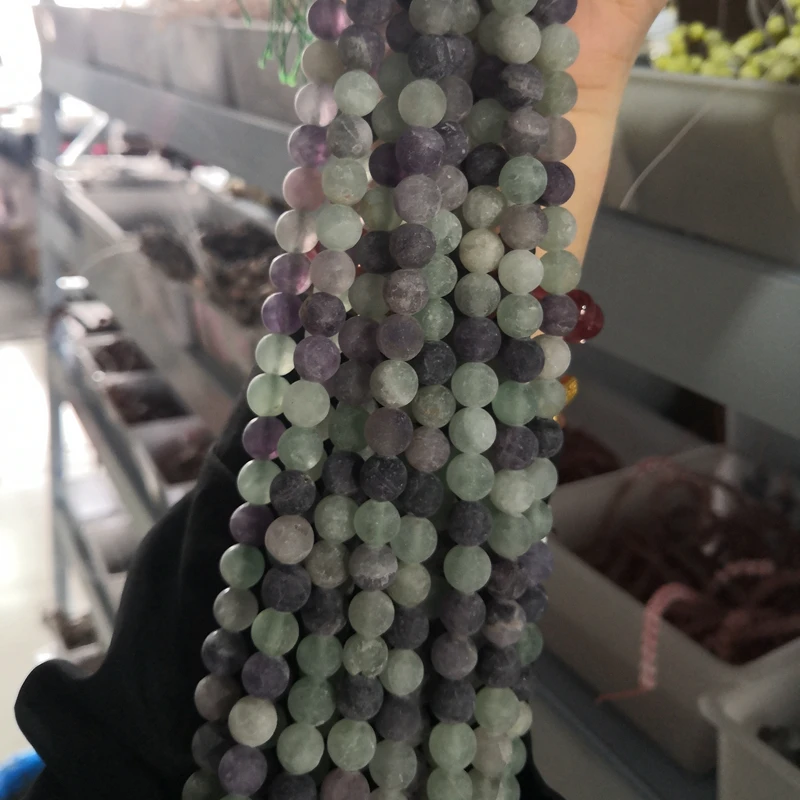 4 6 8 12mm Natural Stone Colorful Fluorite Frosted Beads Matte Round Loose For Jewelry Making Fit DIY Bracelet | Украшения и