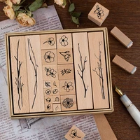 20pcslot wild flowers theme wooden stamps set diy stcikers stationery notebook art planner supplies