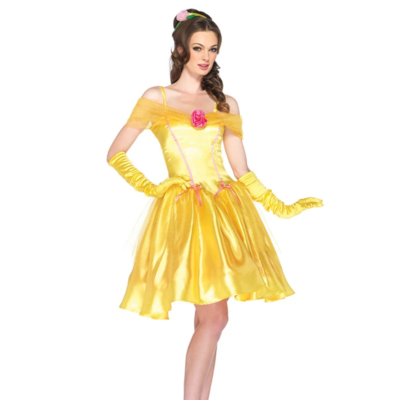 

Halloween Cosplay Clothing Princess Dress Yellow Dress Prom Theme Party Suit Adult COS Apparel Christmas Carnival