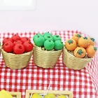 Миниатюрные аксессуары для кукольного домика 112, миниатюрная каучуковая корзина для фруктов, модель апельсинового яблока винограда, игрушки для украшения кукольного домика
