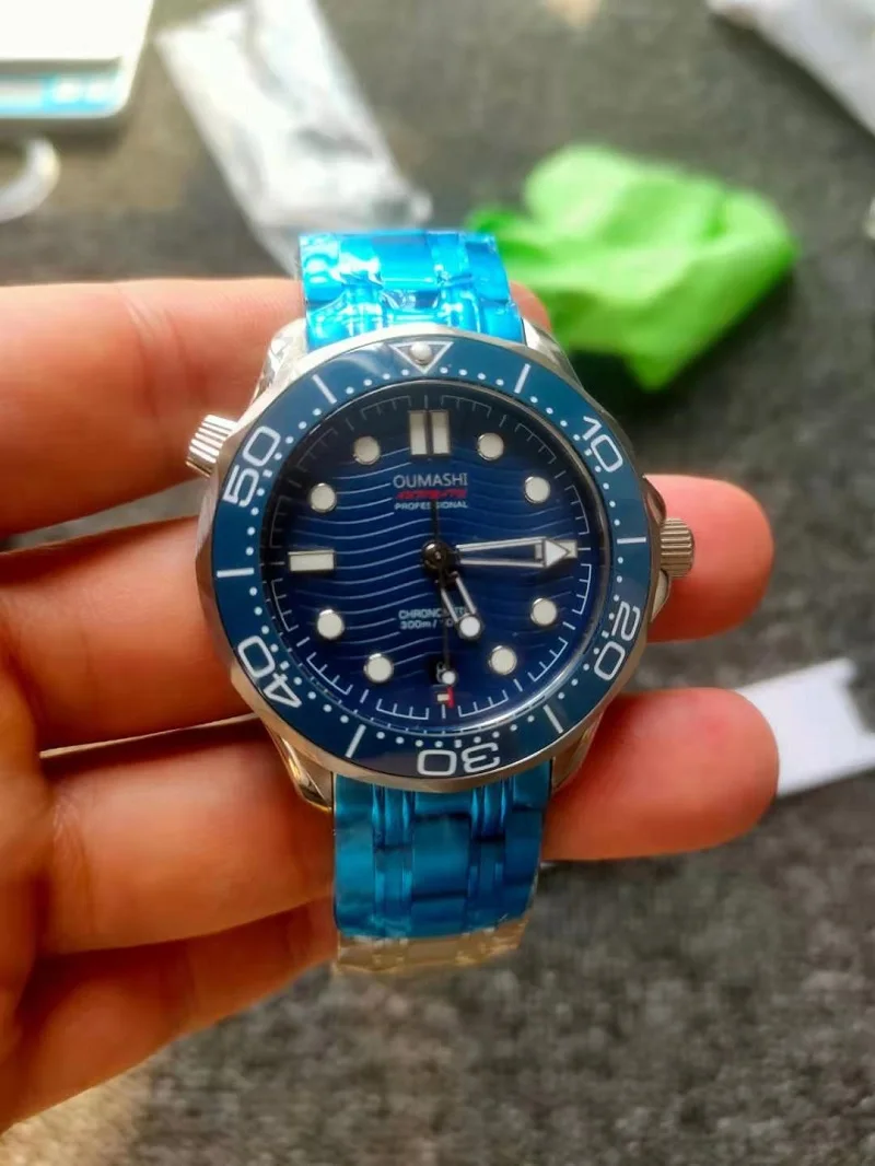

42mm men's watch automatic mechanical blue dial stainless steel strap high-end luxury brand storage luminous special offer