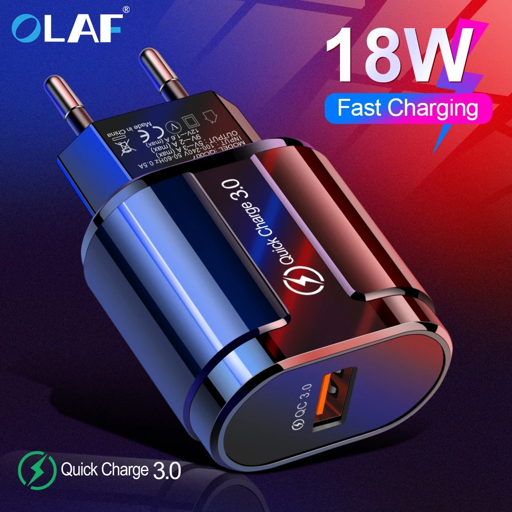 Olaf 18 Вт Быстрая зарядка 3 0 USB зарядное устройство QC3.0 для Samsung S10 A50 Xiaomi Mi9 iPhone X 7 Huawei