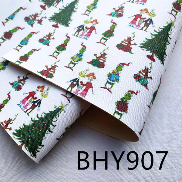 BHY907 A4 20*33 см мультфильм Рождественский персонаж Печать Синтетическая кожа ткань для DIY аксессуары BHY293 - Цвет: BHY907