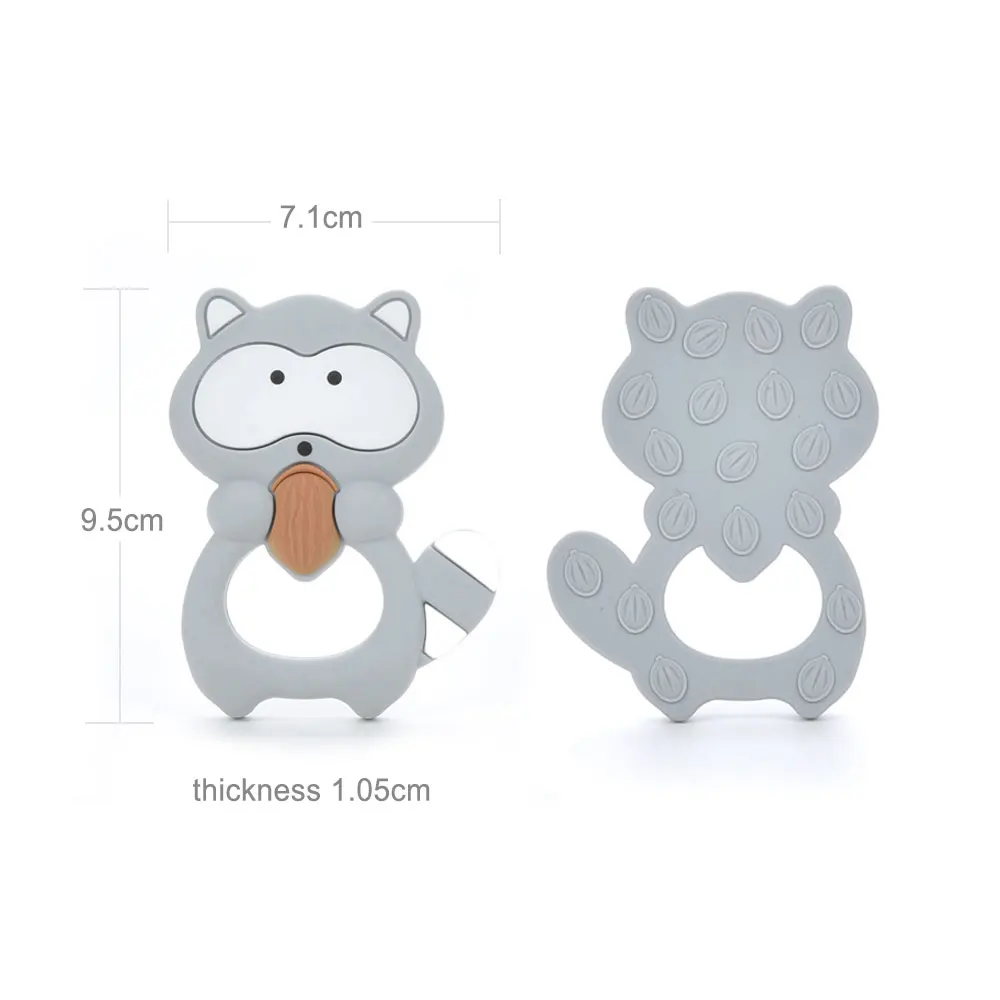 LOFCA-mordedor de mapache de silicona para dientes, accesorios de chupete de dibujos animados para lactancia, grado alimenticio libre de BPA, juguetes para beb&eacute;s, pulsera DIY-1