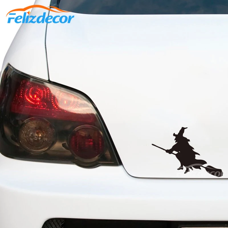 Ведьма езда на метлой в полете виниловые автомобильные наклейки праздничного