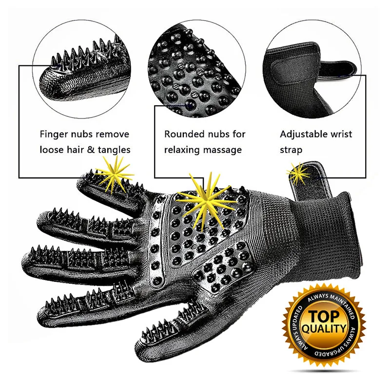 

1 Pair Pet Brush Comb Gloves Brush Grooming Gloves Soft Rubbe Massage Hair Brushing Dog Washing Remover Mitten Fur Bathing