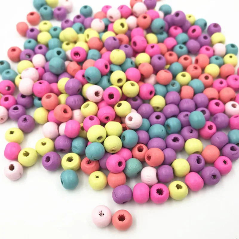 DIY 200X Mixed Round Wood Beads Kids Toy Makeing Necklace Spacer 10mm | Дом и сад