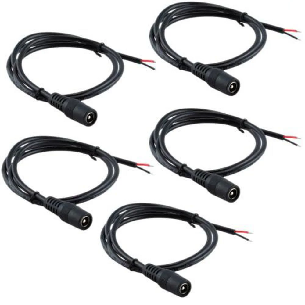 

5x 12V 5.5x2.1mm Female DC Power Jack Connector Cable EXTRA LONG WIRE 3 FEET