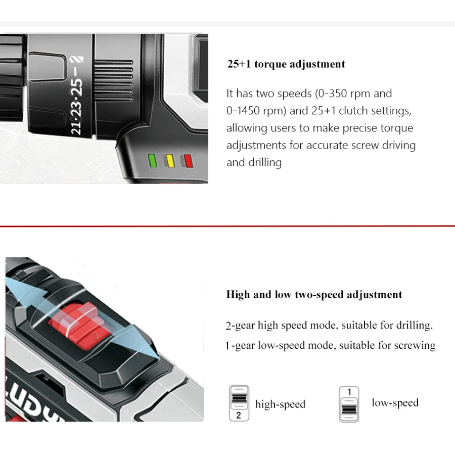 Новая электрическая отвертка 12 В 2-скоростная Аккумуляторная дрель