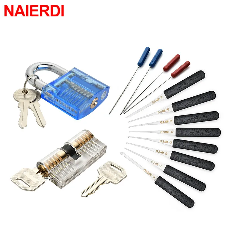NAIERDI практический прозрачный замок слесарные инструменты принадлежности Набор
