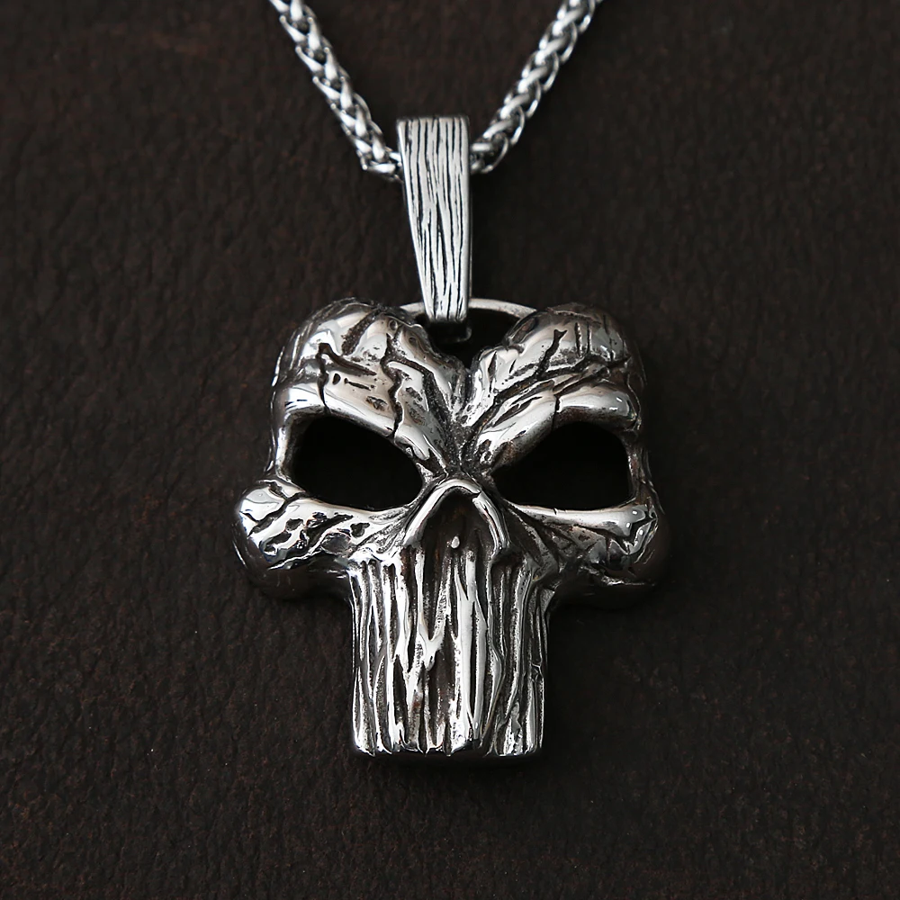 Винтажное ожерелье в виде черепа из нержавеющей стали для мужчин готический