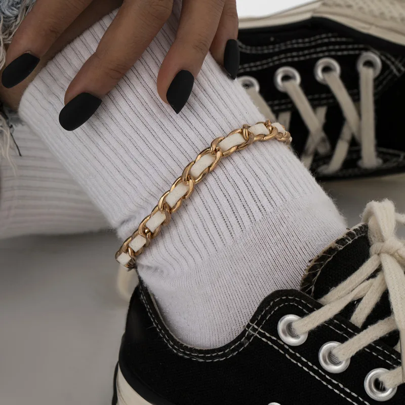 

Goth Bracelets On Hand Vintage Punk Flocking Cloth Chain Anklets Bracelet Personalized Bracelet Jewelry For Women Accessories