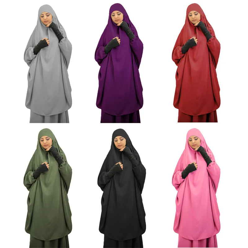 

ИД с капюшоном мусульманский женский хиджаб платье молитва набор одежды с длинным жен юбка 2 шт. джилбаба Абаи Рамадан платье Абаи s Исламска...