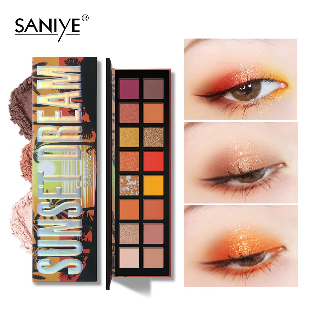 

SANIYE Colorful Eyeshadow Palette Makeup 16 Colors Shimmer Pigment Matte Eye Shadow Glitter Powder Primer Brighten Cosmetics